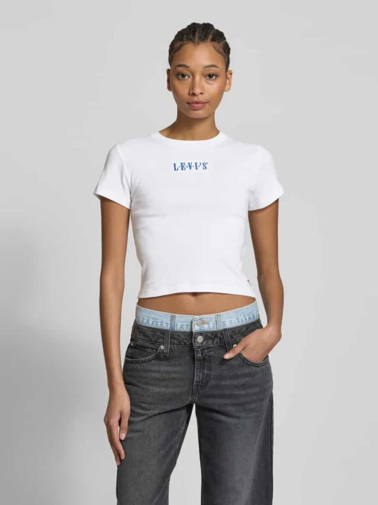 Zdjęcie produktu T-shirt krótki z wyhaftowanym logo Levi's Biały