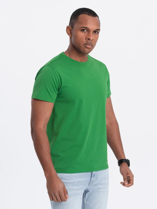 Zdjęcie produktu T-shirt męski klasyczny bawełniany BASIC - zielony V20 - Rozmiar: 3XL Ombre Clothing