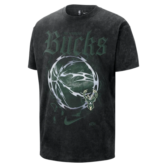 Zdjęcie produktu T-shirt męski Nike NBA Max90 Milwaukee Bucks Courtside „Halloween” - Czerń