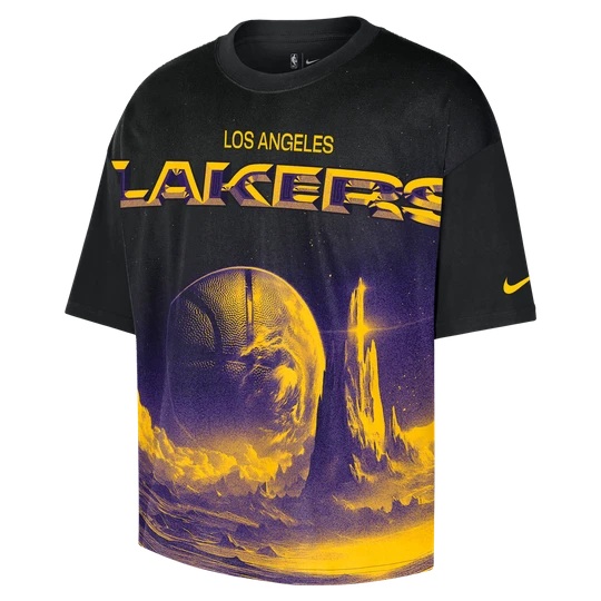 Zdjęcie produktu T-shirt męski o luźnym kroju Nike NBA Los Angeles Lakers Courtside - Czerń