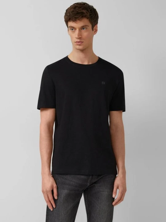 Zdjęcie produktu T-shirt o fakturze przędzy płomieniowej z logo s.Oliver czarny