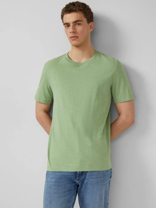 Zdjęcie produktu T-shirt o fakturze przędzy płomieniowej z logo s.Oliver zielony