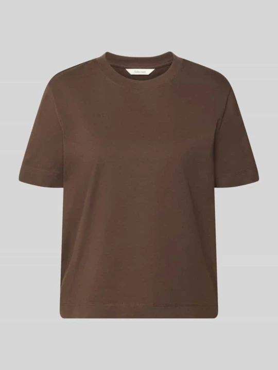 Zdjęcie produktu T-shirt o kroju boxy fit z czystej bawełny model 'ESSENTIAL' Selected Ciemnobrązowy