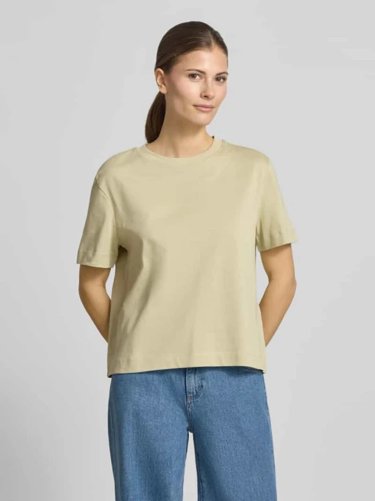 Zdjęcie produktu T-shirt o kroju boxy fit z czystej bawełny model 'ESSENTIAL' Selected Trzcinowy