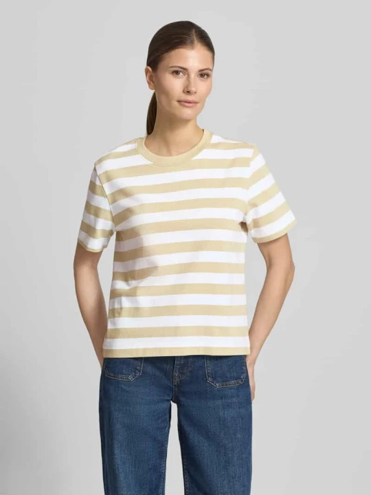 Zdjęcie produktu T-shirt o kroju boxy fit z czystej bawełny model 'ESSENTIAL' Selected Trzcinowy
