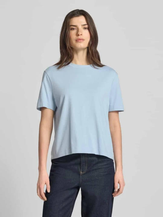 Zdjęcie produktu T-shirt o kroju boxy fit z czystej bawełny model 'ESSENTIAL' Selected Błękitno-niebieski
