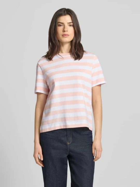 Zdjęcie produktu T-shirt o kroju boxy fit z czystej bawełny model 'ESSENTIAL' Selected Różowy