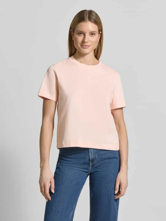 Zdjęcie produktu T-shirt o kroju boxy fit z czystej bawełny model 'ESSENTIAL' Selected Jasnoróżowy