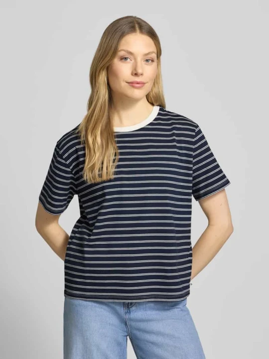 Zdjęcie produktu T-shirt o kroju boxy fit z czystej bawełny Tom Tailor Granatowy
