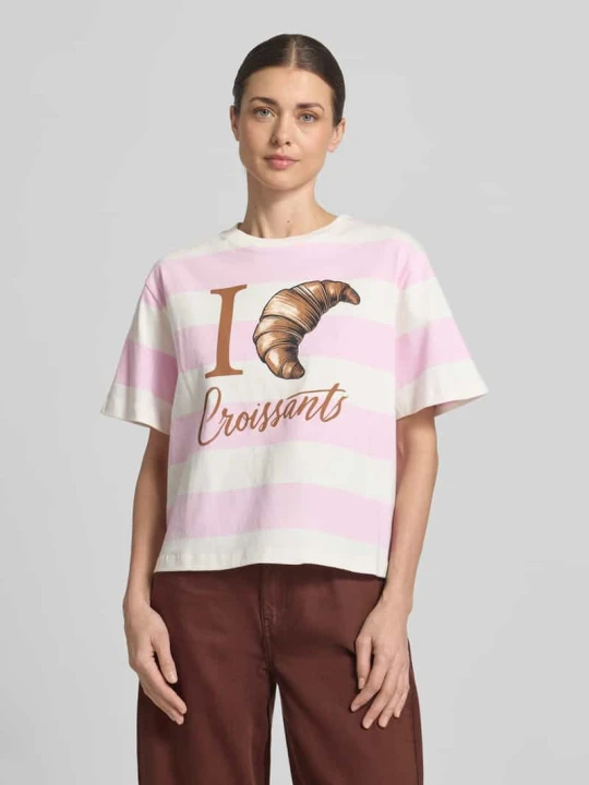 Zdjęcie produktu T-shirt o kroju boxy fit z nadrukiem motywu Rich & Royal Różowy