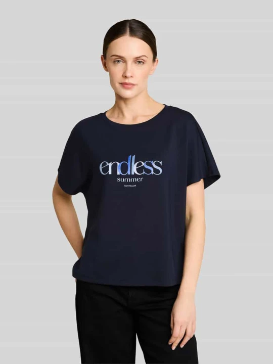 Zdjęcie produktu T-shirt o kroju comfort fit Tom Tailor Ciemnoniebieski