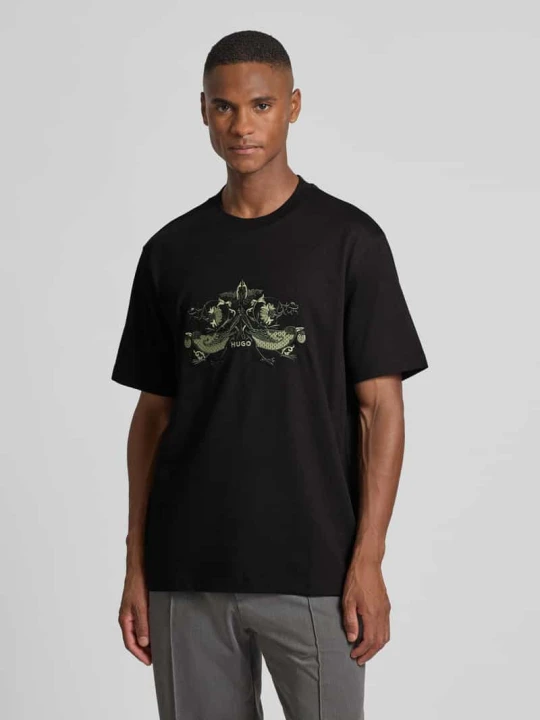 Zdjęcie produktu T-shirt o kroju comfort fit z czystej bawełny Hugo Czarny