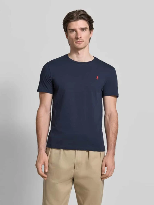 Zdjęcie produktu T-shirt o kroju custom slim fit z wyhaftowanym logo Polo Ralph Lauren Granatowy