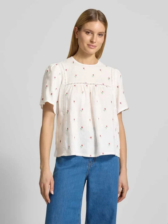 Zdjęcie produktu T-shirt o kroju loose fit z czystego lnu model 'BACINO' Weekend Max Mara Złamany biały