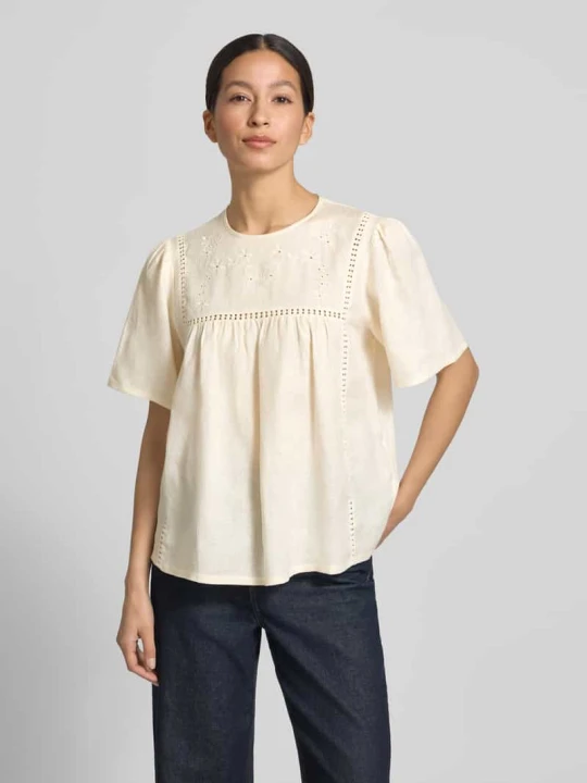 Zdjęcie produktu T-shirt o kroju loose fit z czystego lnu model 'BACINO' Weekend Max Mara Écru