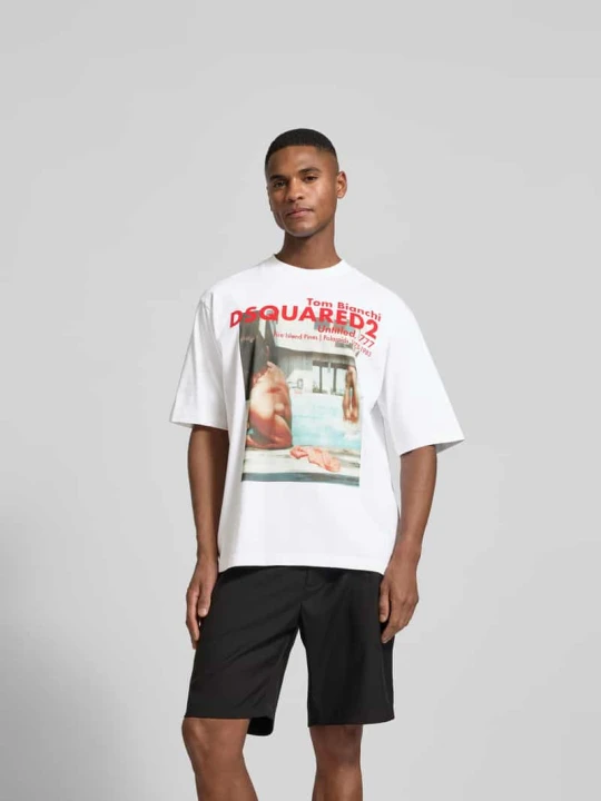 Zdjęcie produktu T-shirt o kroju loose fit z czystej bawełny Dsquared2 Biały