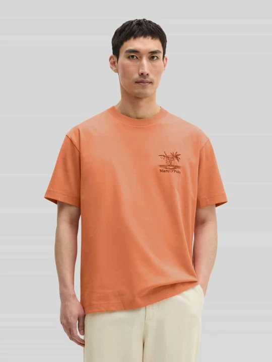 Zdjęcie produktu t-shirt o kroju loose fit z czystej bawełny Marc O'Polo Jasnoczerwony
