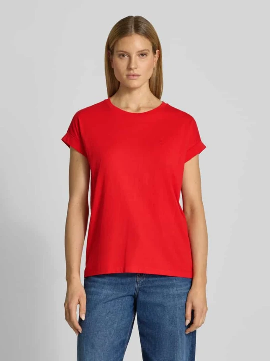 Zdjęcie produktu T-shirt o kroju loose fit z czystej bawełny model „IDAARA” ARMEDANGELS Czerwony