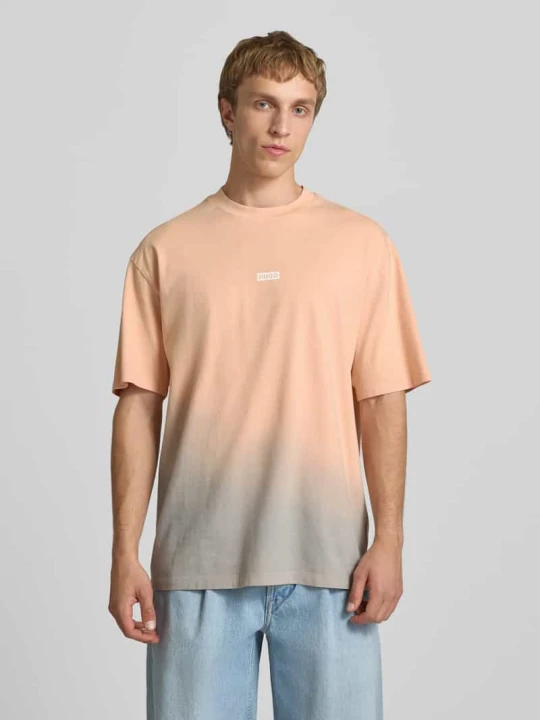 Zdjęcie produktu T-shirt o kroju loose fit z czystej bawełny model 'NALONO_F' Hugo Morelowy