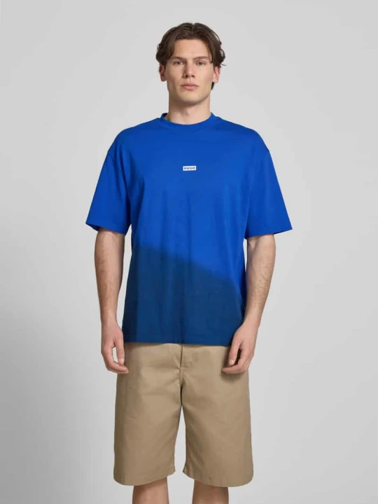 Zdjęcie produktu t-shirt o kroju loose fit z czystej bawełny model 'NALONO' Hugo Niebieski