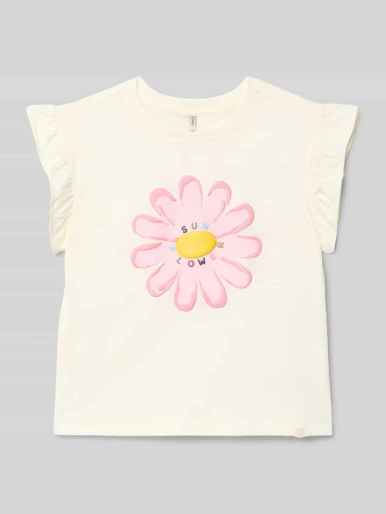 Zdjęcie produktu T-shirt o kroju loose fit z czystej bawełny model 'RUTH' Only Écru