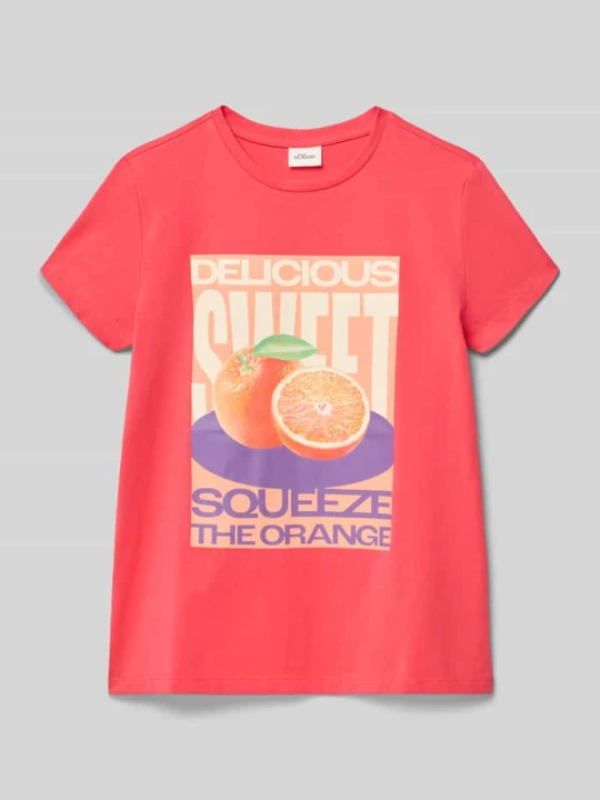 Zdjęcie produktu t-shirt o kroju loose fit z czystej bawełny s.Oliver Koralowy