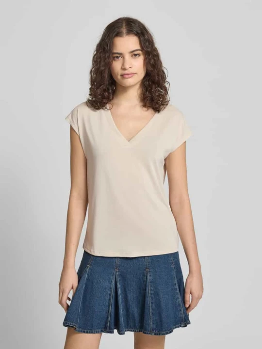 Zdjęcie produktu T-shirt o kroju loose fit z mieszanki modalu model 'FREE' Only Beżowy