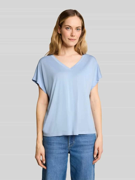 Zdjęcie produktu T-shirt o kroju loose fit z mieszanki wiskozy Tom Tailor Jasnoniebieski
