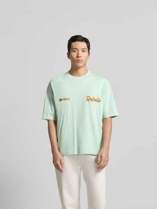 Zdjęcie produktu T-shirt o kroju loose fit z wyhaftowanym logo Dsquared2 Miętowy