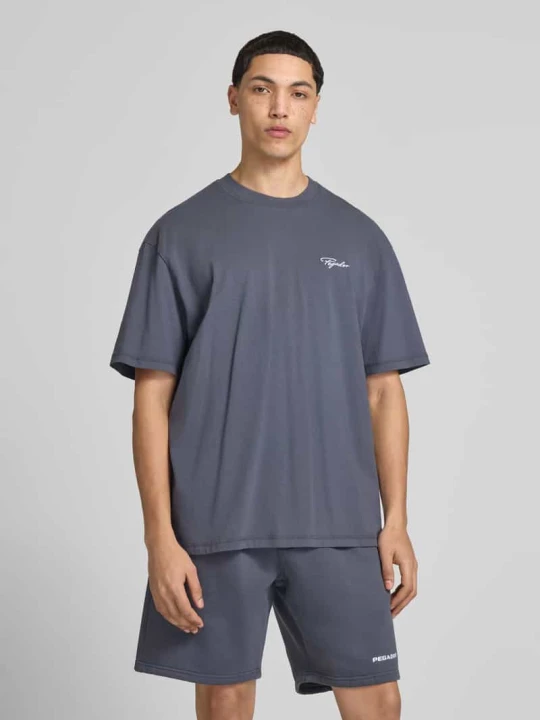 Zdjęcie produktu T-shirt o kroju oversize z logo w formie haftu Pegador Ciemnoniebieski