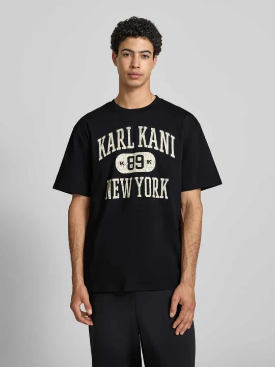 Zdjęcie produktu t-shirt o kroju oversized fit z nadrukiem z logo model 'Heritage' Karl Kani Czarny
