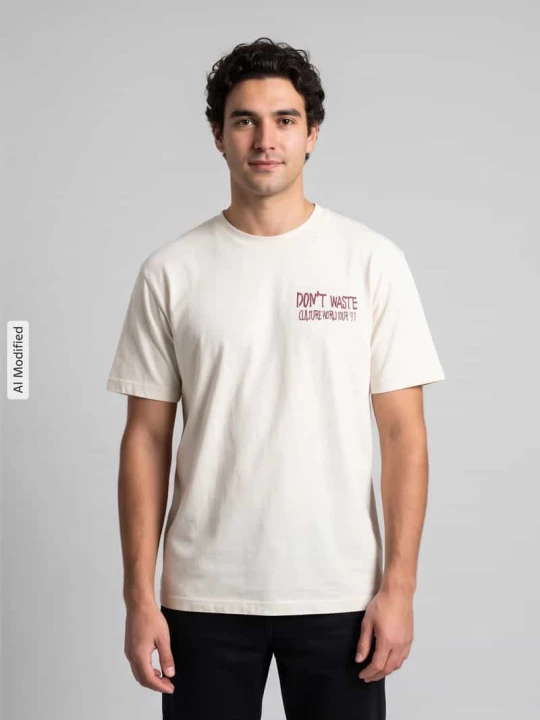 Zdjęcie produktu t-shirt o kroju oversized z czystej bawełny model 'JOVI' Don't Waste Culture Beżowy