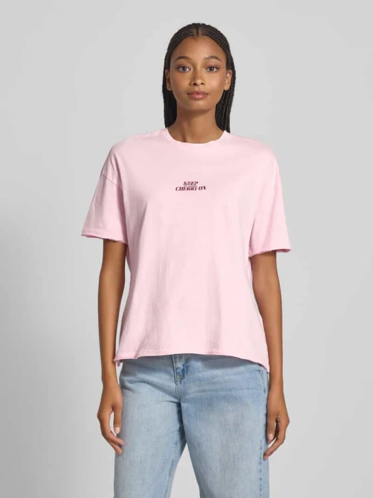 Zdjęcie produktu T-shirt o kroju oversized z czystej bawełny model ‘KINNA’ Only Różowy