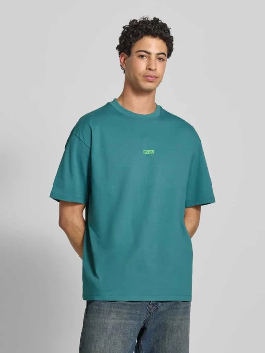Zdjęcie produktu Oversized T-shirt z czystej Bawełna Model 'NALONO' Hugo Petrol