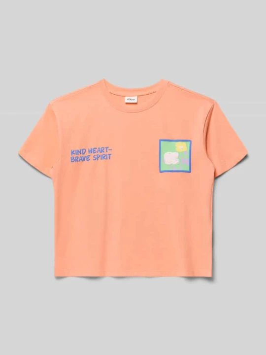 Zdjęcie produktu T-shirt o kroju oversized z czystej Bawełny s.Oliver Morelowy