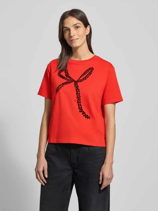 Zdjęcie produktu T-shirt o kroju oversized z czystej Bawełny Tom Tailor Czerwony melanż