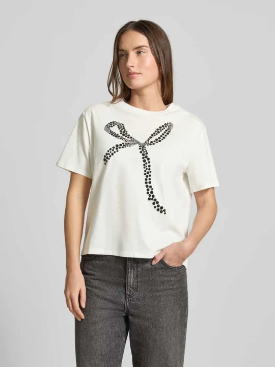 Zdjęcie produktu T-shirt o kroju oversized z czystej Bawełny Tom Tailor Złamany biały melanż