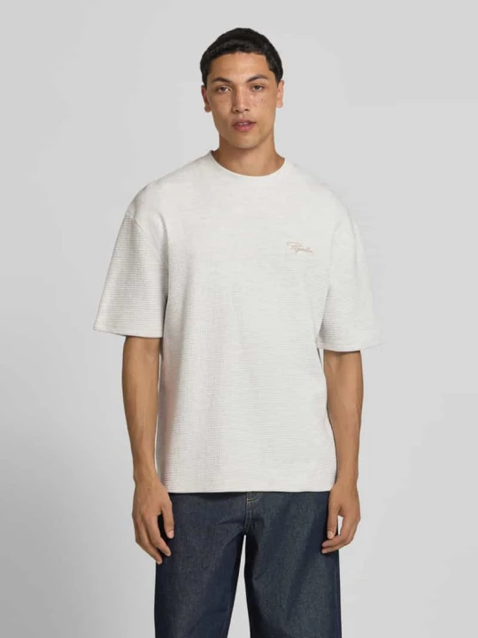 Zdjęcie produktu t-shirt o kroju oversized z fakturowanym wzorem i wyhaftowanym logo Pegador Jasnoszary melanż