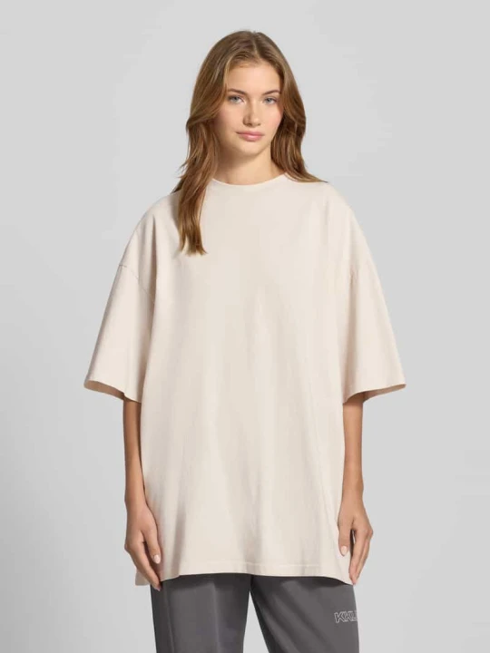 Zdjęcie produktu T-shirt o kroju oversized z nadrukiem z logo Karo Kauer Jasnoszary