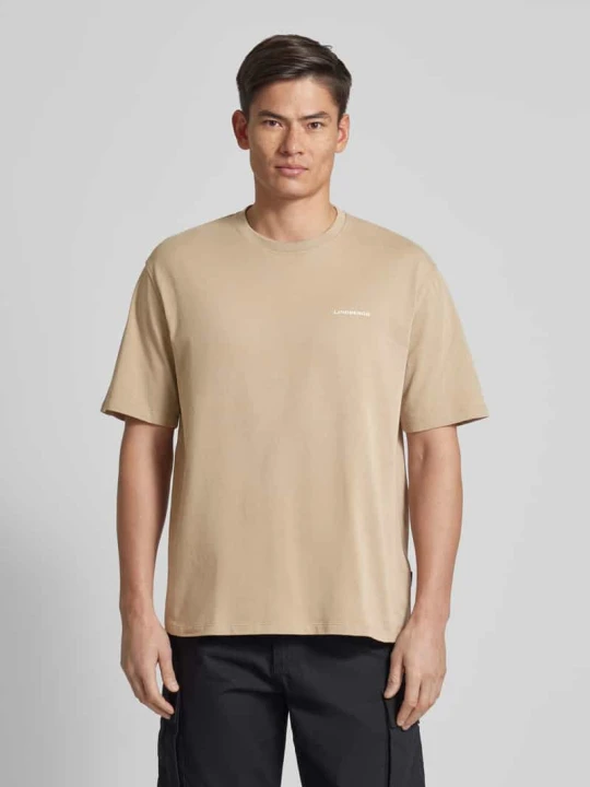 Zdjęcie produktu T-shirt o kroju oversized z nadrukiem z logo lindbergh Piaskowy