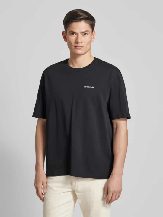 Zdjęcie produktu T-shirt o kroju oversized z nadrukiem z logo lindbergh Czarny