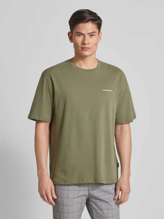 Zdjęcie produktu T-shirt o kroju oversized z nadrukiem z logo lindbergh Oliwkowy