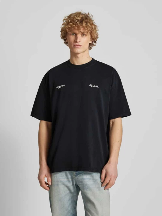 Zdjęcie produktu T-shirt o kroju oversized z nadrukiem z logo model ‘BROOKE’ Pegador Antracytowy