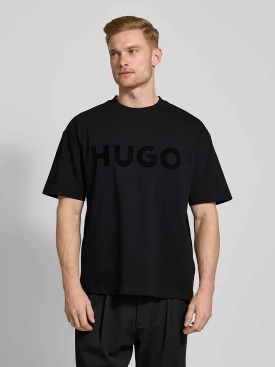 Zdjęcie produktu T-shirt o kroju oversized z nadrukiem z logo model ‘Dinkee’ Hugo Czarny