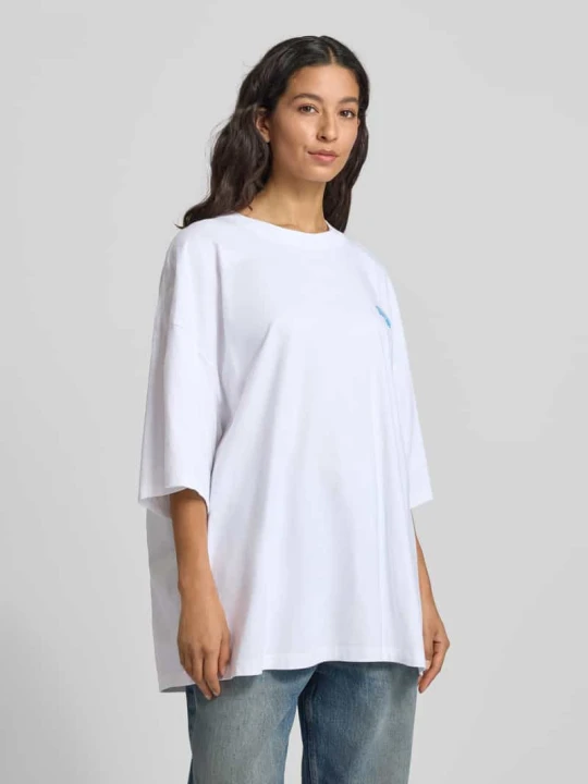Zdjęcie produktu T-shirt o kroju oversized z nadrukiem z logo model ‘GIXY’ American Vintage Biały