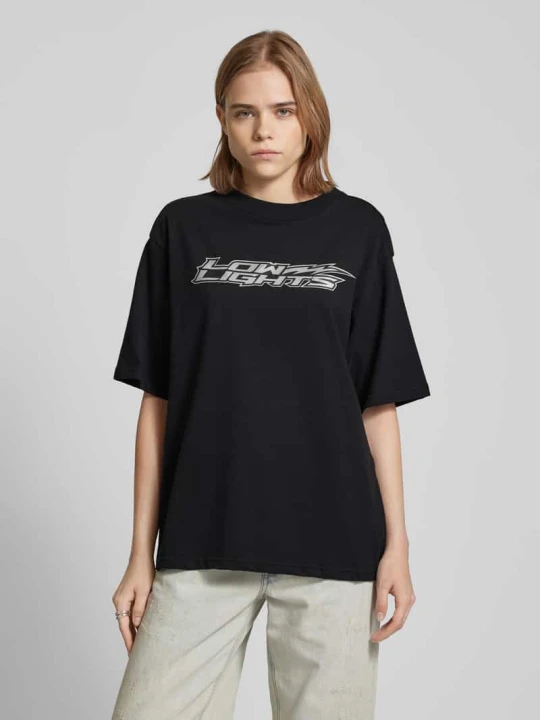 Zdjęcie produktu T-shirt o kroju oversized z nadrukiem z logo model ‘LIGHTNING’ Low Lights Studios Czarny