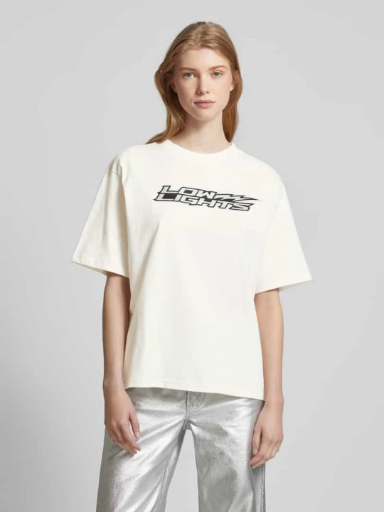 Zdjęcie produktu T-shirt o kroju oversized z nadrukiem z logo model ‘LIGHTNING’ Low Lights Studios Biały