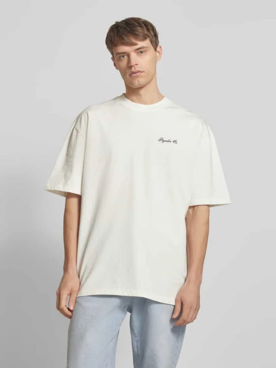 Zdjęcie produktu T-shirt o kroju oversized z nadrukiem z logo model ‘POLION’ Pegador Złamany biały