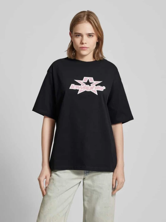 Zdjęcie produktu T-shirt o kroju oversized z nadrukiem z logo model ‘SUPERSTAR’ Low Lights Studios Czarny