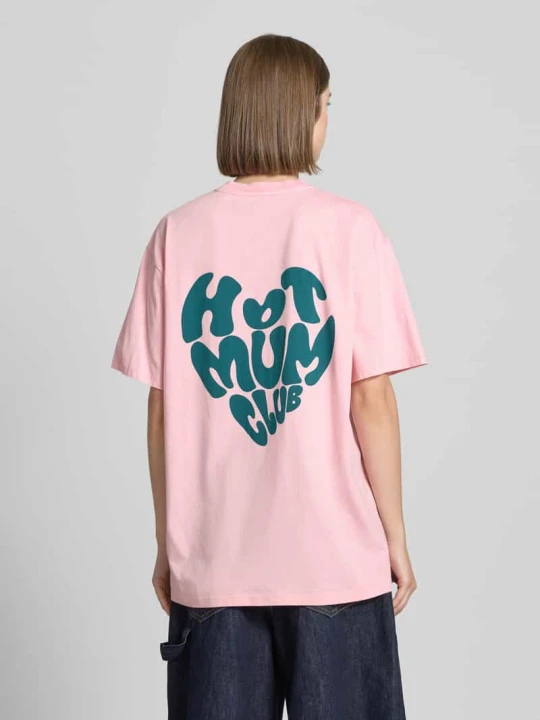Zdjęcie produktu T-shirt o kroju oversized z nadrukiem z logo Oh April Jasnoróżowy